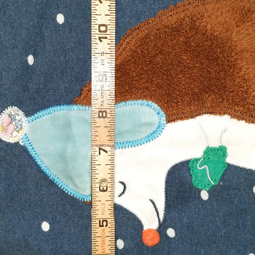 Mini Boden Size 8-9 Years Winter Hedgehog Polka Dot Background Long Sleeve Top - Picture 7 of 12